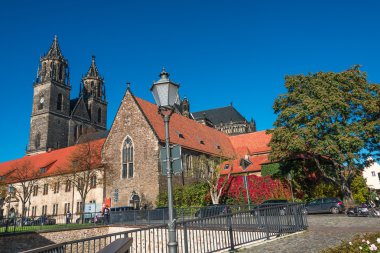 Katedral Magdeburg sonbahar, Almanya