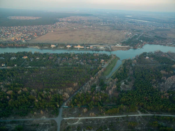 Αεροφωτογραφία Από Ιπτάμενο Drone Καταπληκτική Θέα Στη Φύση Του Ποταμού — Φωτογραφία Αρχείου