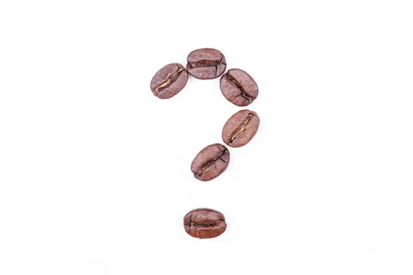 Question Mark Made Coffee Beans White Background Coffee Beans Isolated —  Fotos de Stock