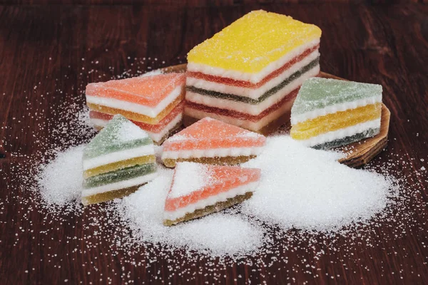Multi Colored Marmalade Jelly Candy Heap Triangular Rectangular Marmalade Candy — Stock Photo, Image