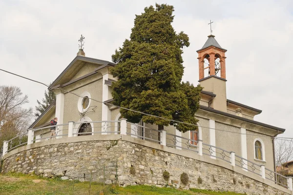 Costa Masnaga Lecco Lombardía Italia Enero 2020 Iglesia Sant Ambrogio —  Fotos de Stock