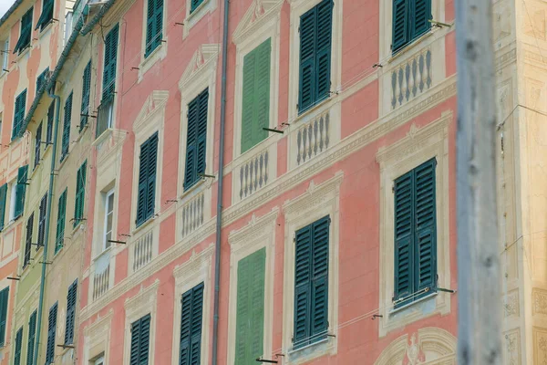 Будинки Відомі Palazzata Місті Камоглі Провінція Генуя Лігурія Італія — стокове фото