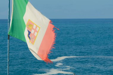 Ceneviz, Ligurya / İtalya - 15 Haziran 2020: İtalyan Denizci Bayrağı.