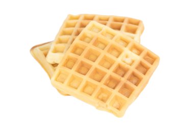 Beyaz arka planda izole edilmiş ev yapımı waffle 'lar.