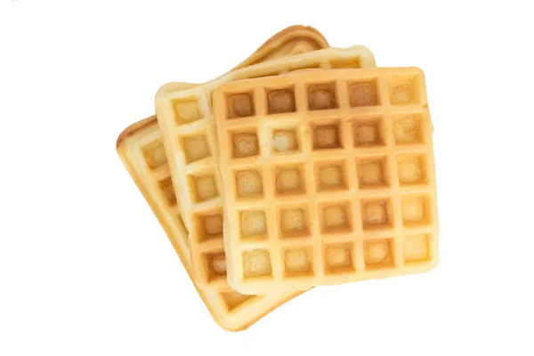 Deliciosos Waffles Caseiros Isolados Fundo Branco — Fotografia de Stock