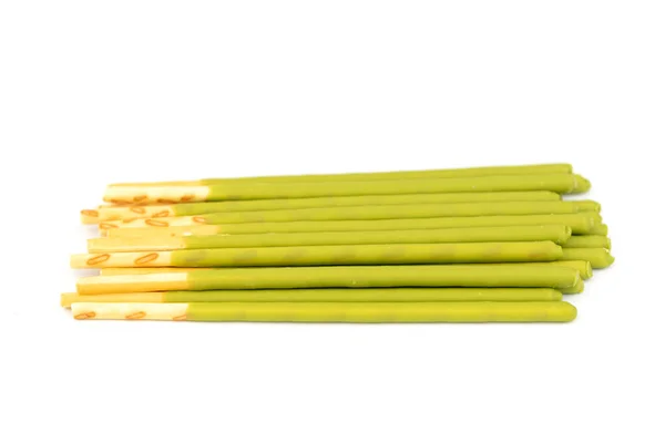 Biscuit Sticks Covered Matcha Green Tea Flavour — Stok Foto