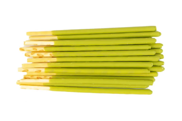 Biscuit Sticks Covered Matcha Green Tea Flavour — Stok Foto