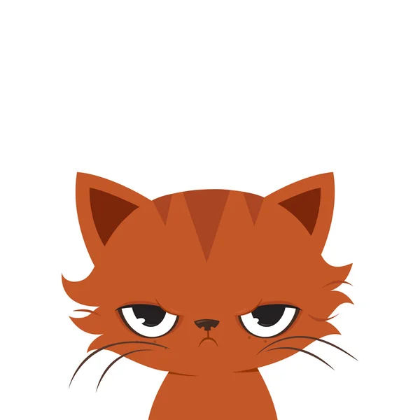 Caricatura de gato enojado. Lindo gato gruñón . — Vector de stock