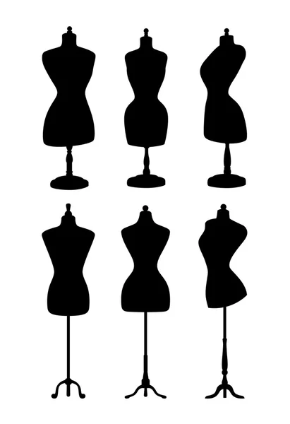 Maniquíes vintage. Siluetas vectoriales . — Vector de stock