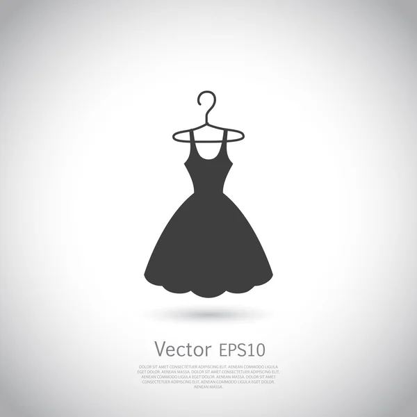 Zwarte jurk op de hanger. Jurk pictogram. — Stockvector