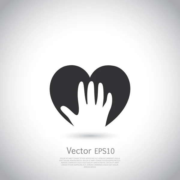 Coeur main tenant symbole, signe, icône, modèle de logo pour la charité, la santé, volontaire, organisme à but non lucratif . — Image vectorielle