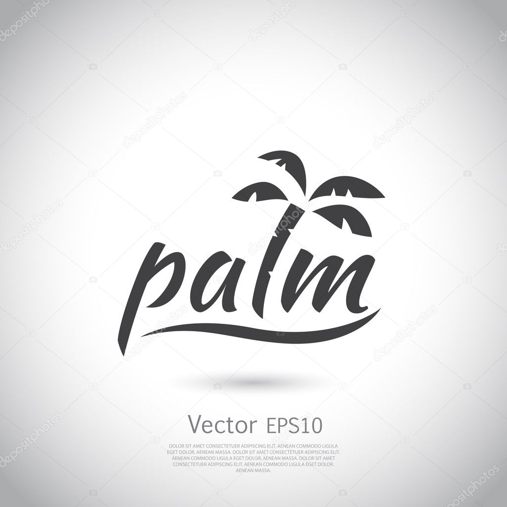 Water with palm logo or icon for holiday business. Vector illustration.