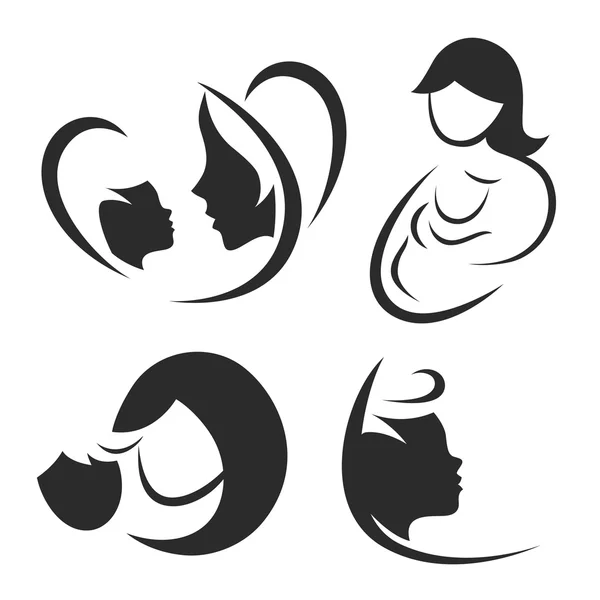 Mother and child icon or logo set. — Stock Vector