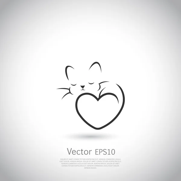 Silueta estilizada de gato. Logo abstracto . — Archivo Imágenes Vectoriales