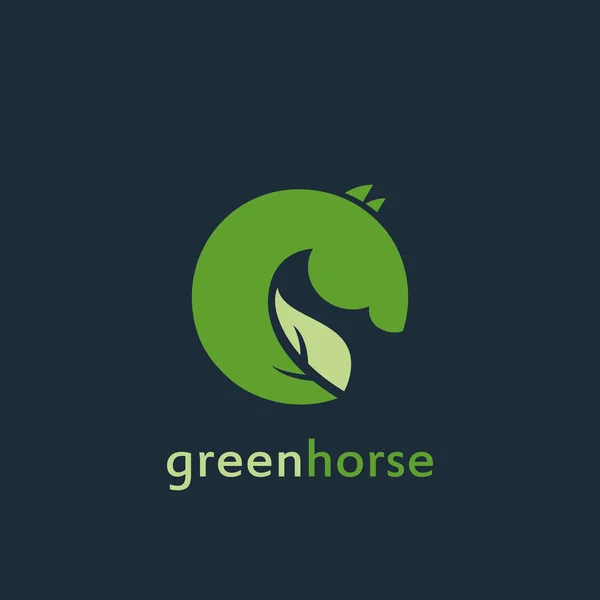 Vector tecken eller logo grön häst. — Stock vektor
