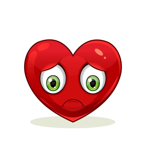 Emoticon con gran corazón triste . — Vector de stock