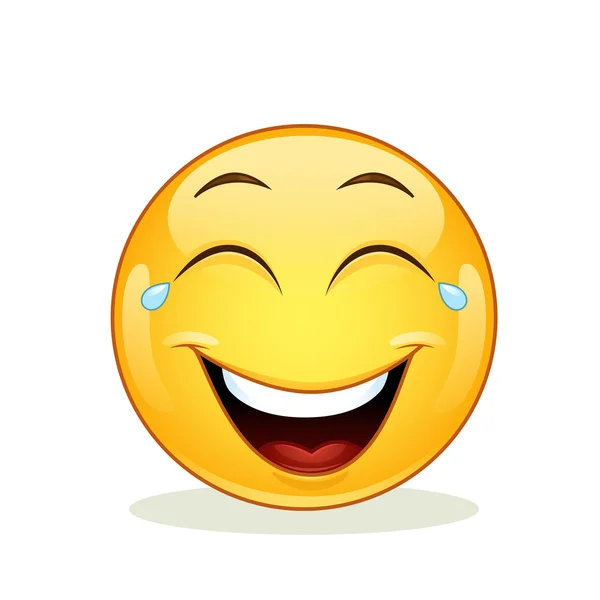 Emoticon ridente con lacrime di gioia — Vettoriale Stock