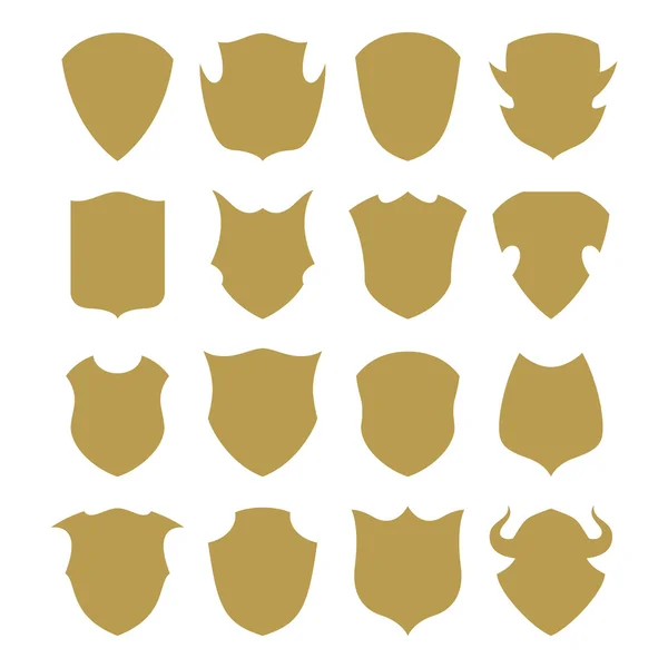 Golden shield silhouette — Stock Vector