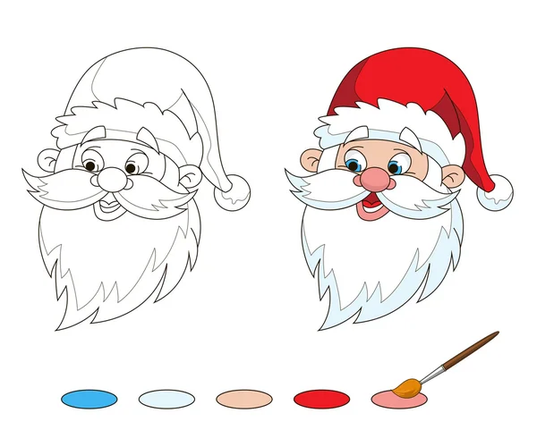 圣诞老人头着色页. — 图库矢量图片