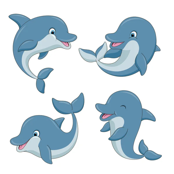 Симпатичные мультяшные дельфины. Векторная иллюстрация . — стоковый вектор
