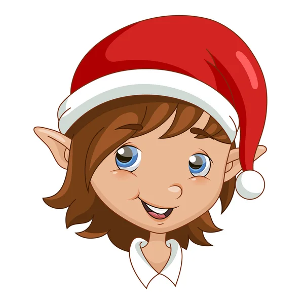 Cabeza de elfo Navidad — Vector de stock