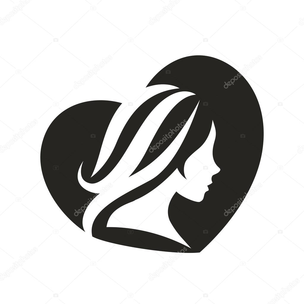 Vector template abstract logo for woman salons and shops. Stylized profile of a young beautiful woman. Abstract logo for a beauty salon. Portrait of a girl. Vector abstract logo