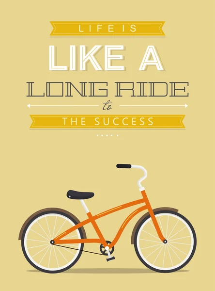 Cartel del concepto de motivación de la bicicleta, cita con elementos retro . — Vector de stock