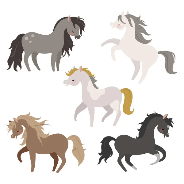 Set of horses in action. — Stock Vector