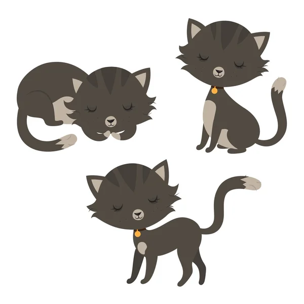 Conjunto de divertidos gatos de dibujos animados. — Vector de stock