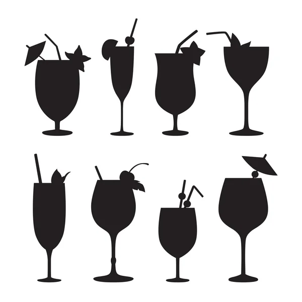 Cocktail vector silhouettes. — Stock Vector