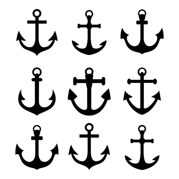 Set of anchor symbols — Stock Vector