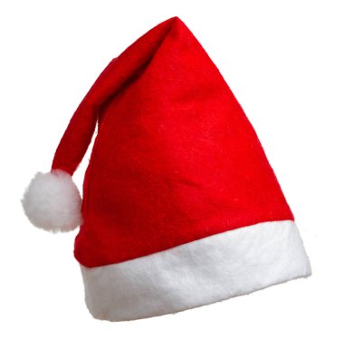 Beyaz arka planda geleneksel Noel Baba şapkası ayır