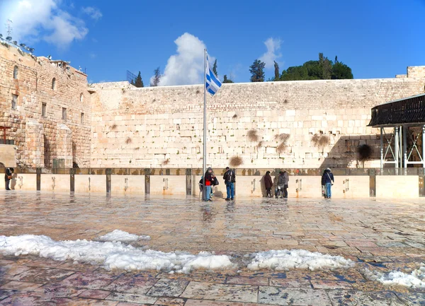 Wailing Wall after snowfall — Stock Photo, Image