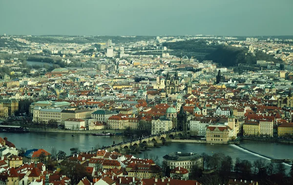 Above view of Old Prague tinted image — Stock Photo, Image