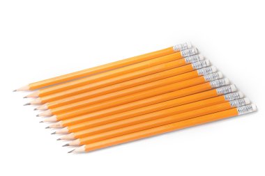 Sarı kaplı grafit kalem üst üste