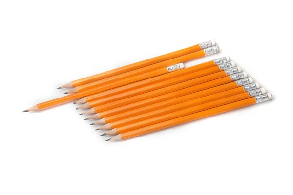 Geel beklede grafiet potloden geïsoleerd — Stockfoto