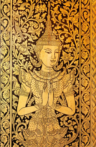 Bir Budist tapınağının eski fresk üzerinde Tay prenses ilerle