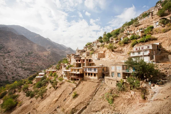 Village landscape with old houses in mountain village — Stock Photo, Image