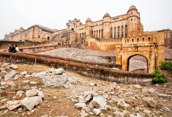 Stone walls of the ancient indian Amber Fort — Zdjęcie stockowe