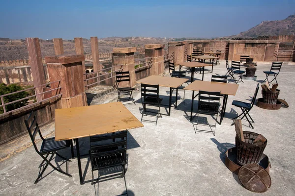 Vintage furniture in rooftop cafe — Stock Photo, Image
