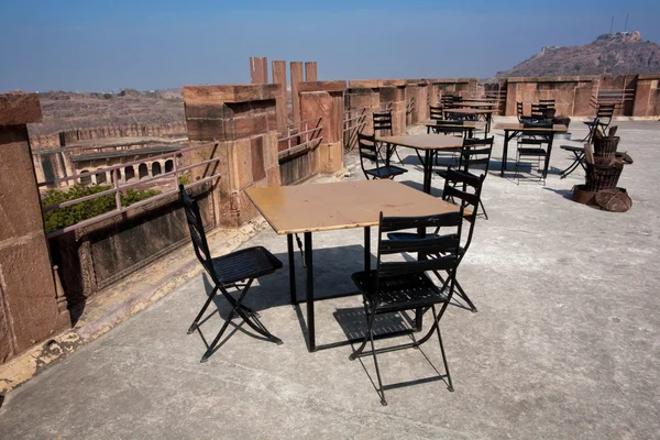 Vintage furniture in rooftop cafe — Stock Photo, Image