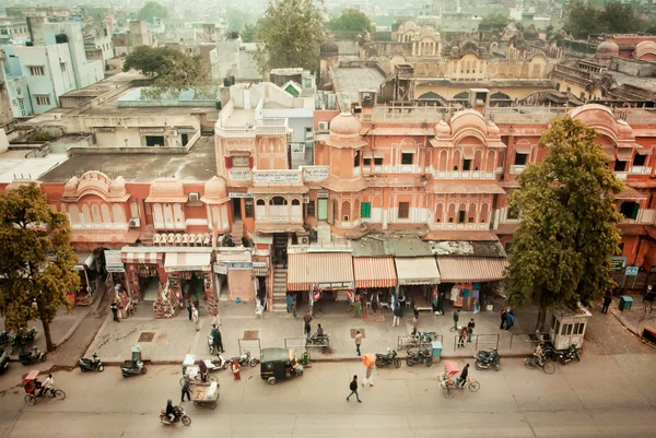 Street of historical city with old buildings — Stok fotoğraf