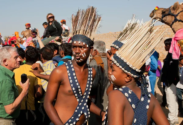 Young weird people from african tribals — Zdjęcie stockowe