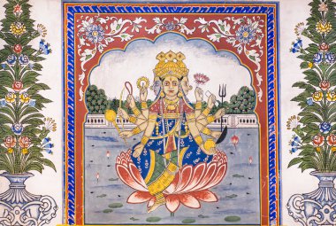 Lord Brahma - evrenin yaratıcısı - Fresk Hindistan'dan