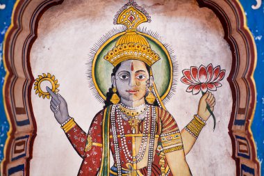 Hindu Lord Brahma - evrenin yaratıcısı - fresk yüzü