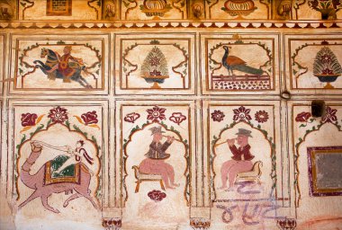 Hindistan'da bilinmeyen sanatçı tarafından rustik fresk üzerinde patters zengin adam portresi