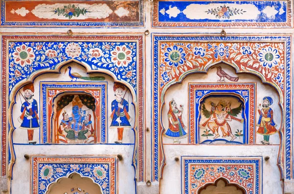 Фреска в наївному художньому стилі Індії — стокове фото