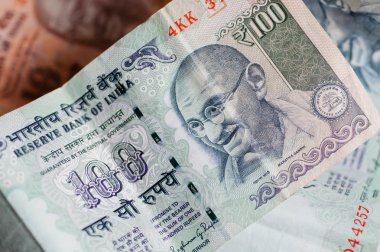 Selective focus on a portrait of Mahatma Gandhi