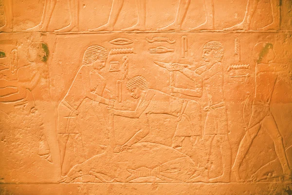Antiguos egipcios mataron cabra para la carne en el alivio del Museo Egipcio — Foto de Stock
