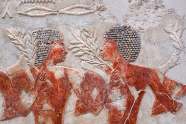 15th century BC relief with soldiers of historical Egypt in Egyptian Museum